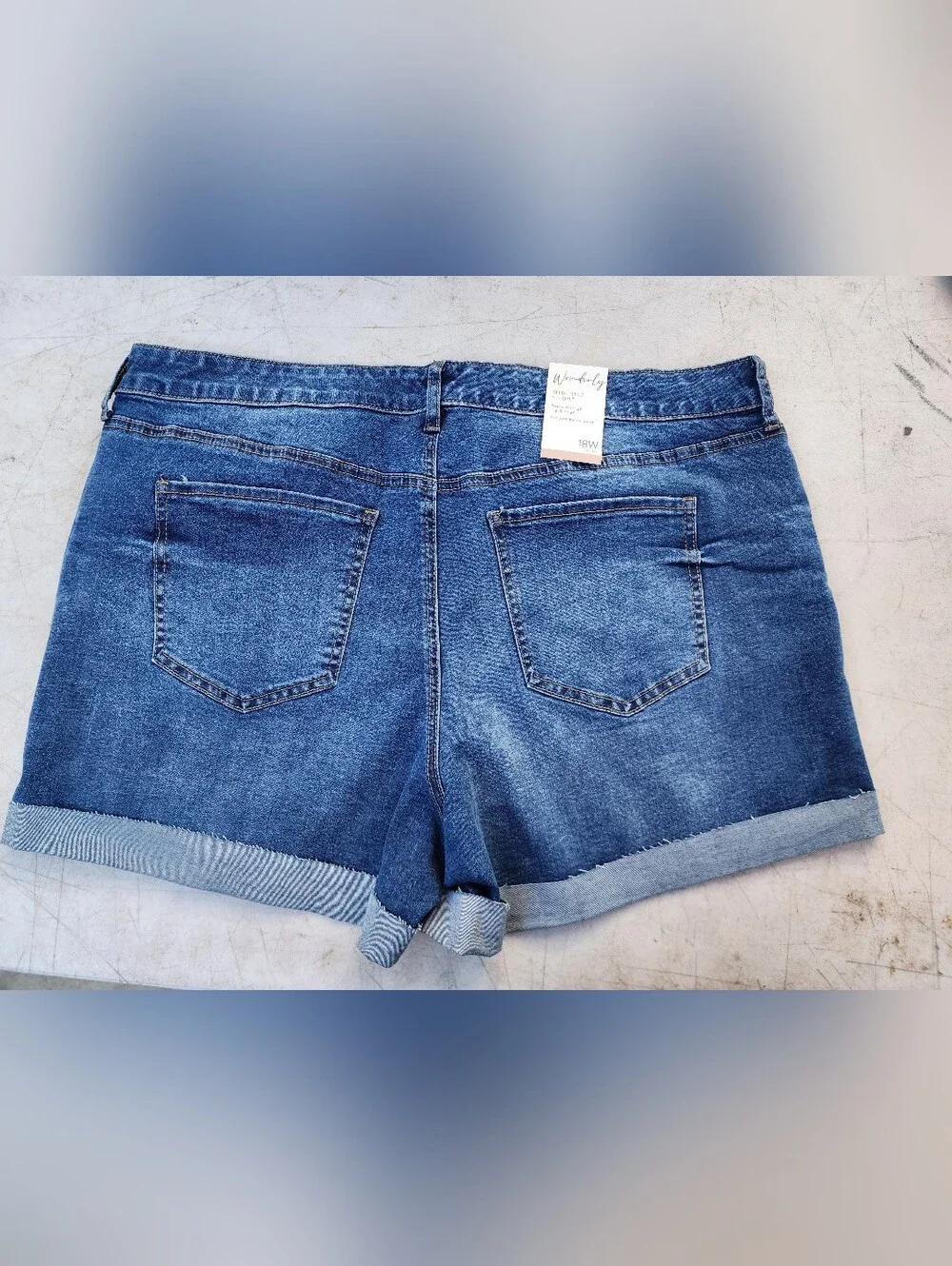 Wonderly Denim Cuffed Women's Shorts - Blue Sz 18